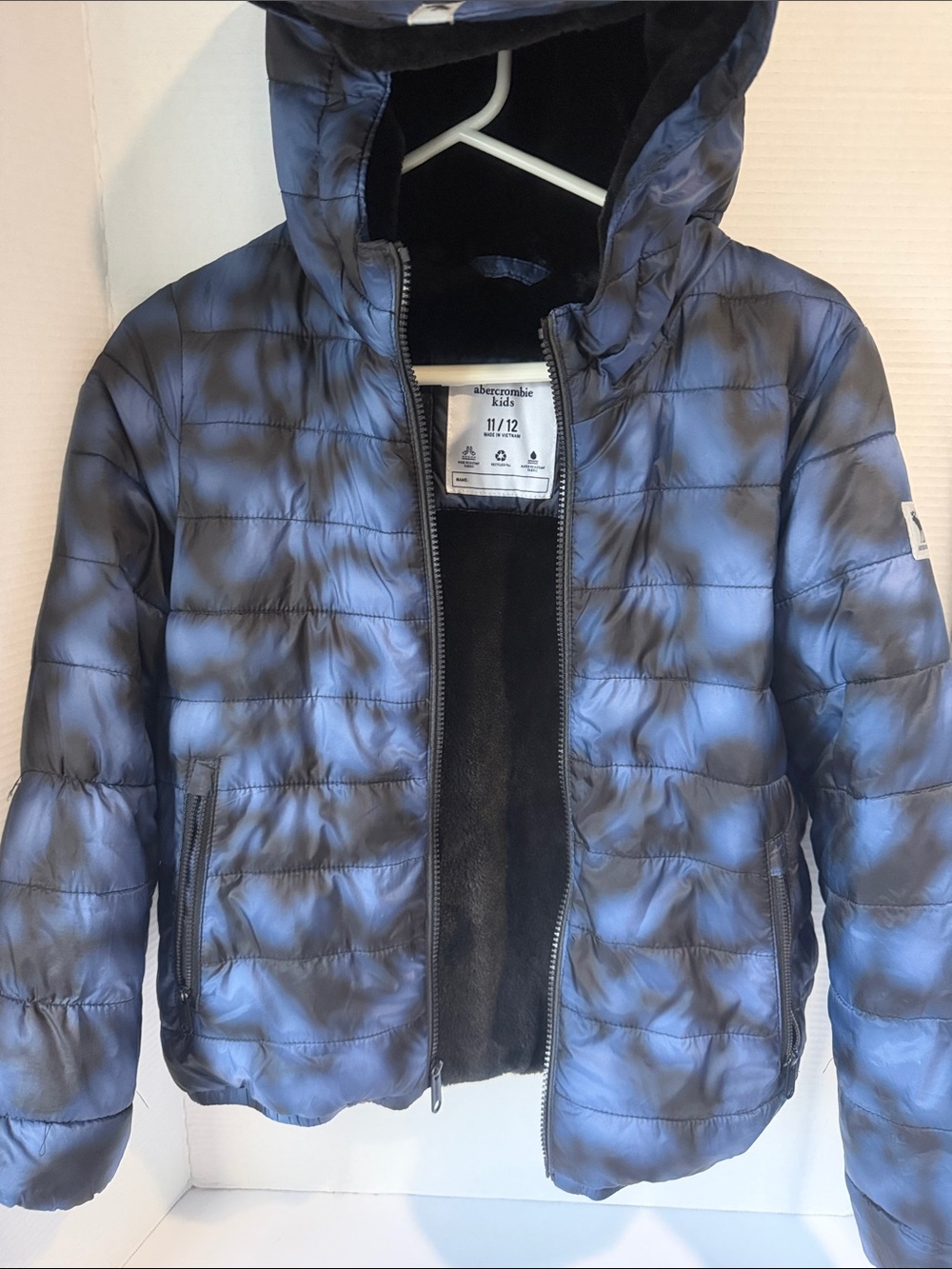 Abercrombie Kids Hooded Faux Fur-Lined Puffer Jacket Blue Size 11/12